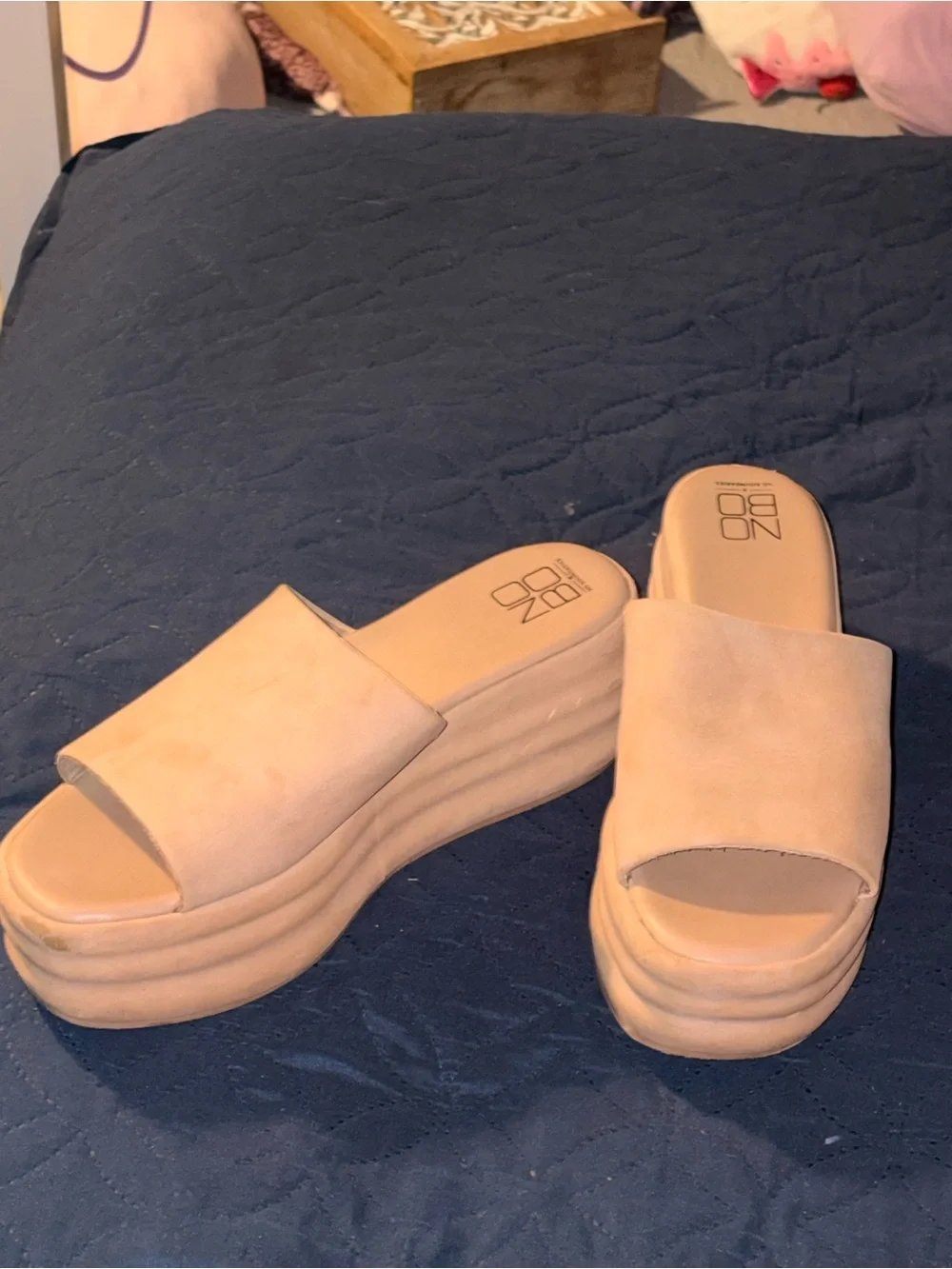 NOBO Blush Nude Platform Slide Sandals